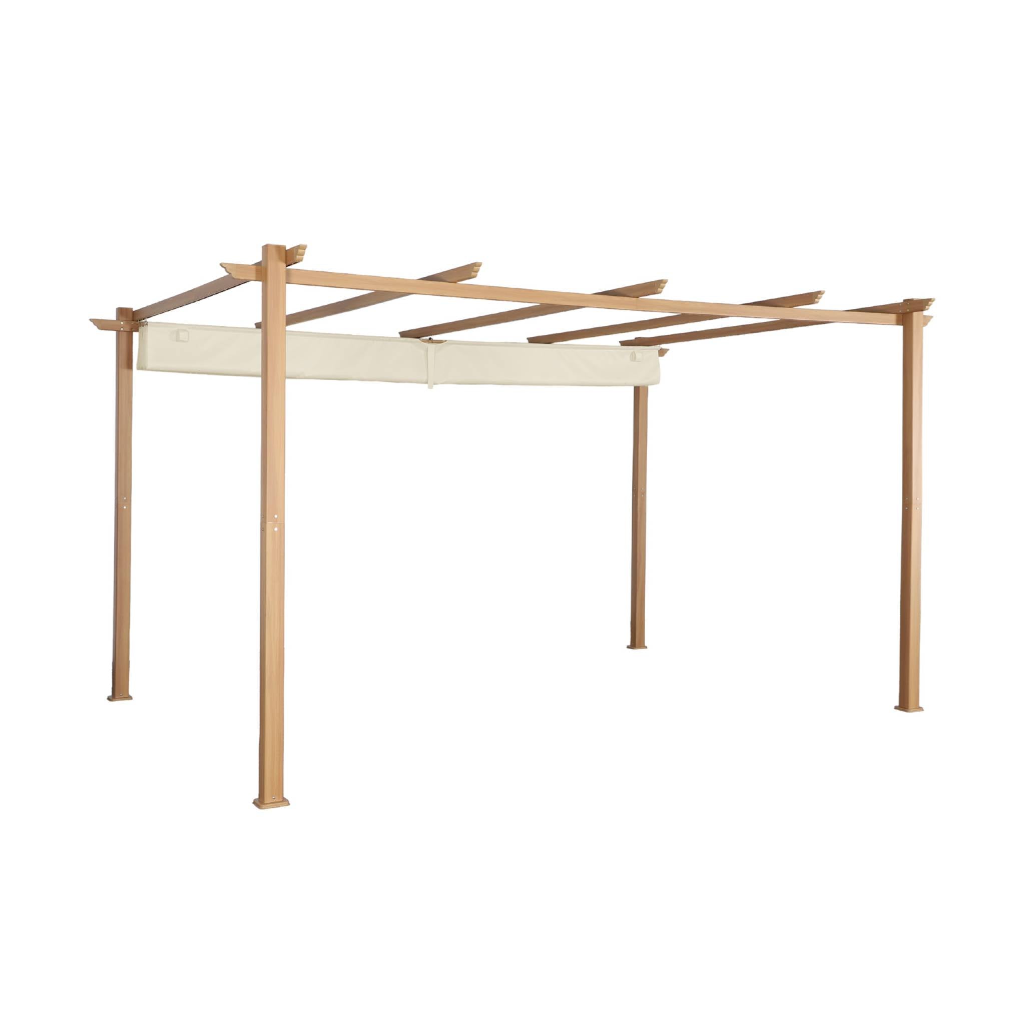 Pergola 3x4m in alluminio telo scorrevole, ecrù