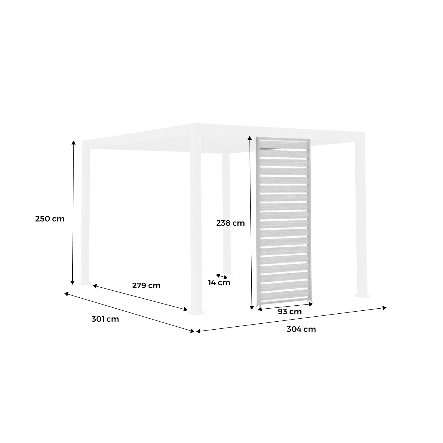 100 cm persiane in alluminio per pergola triumph, bianco