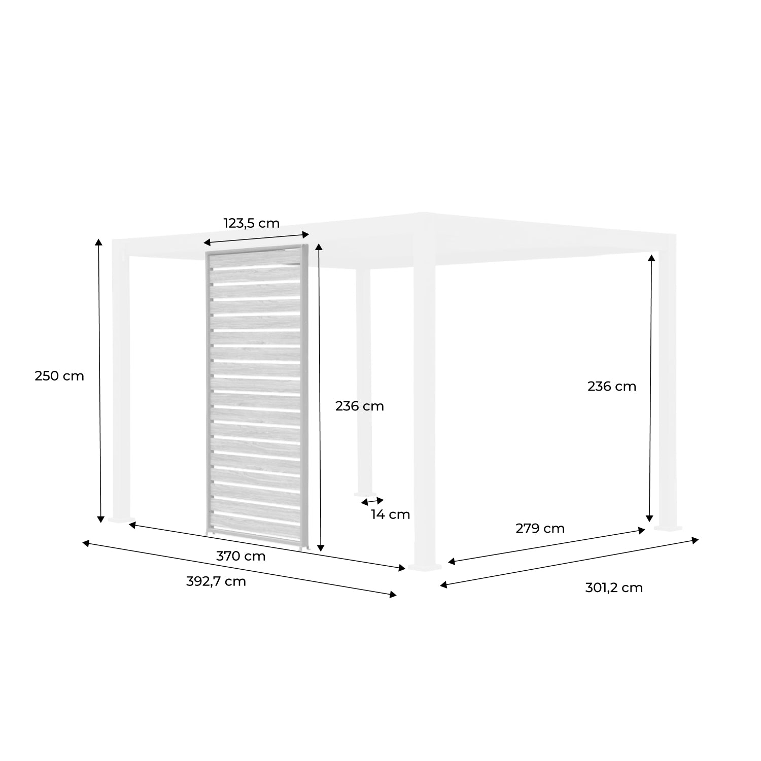 Persiana 130cm in alluminio effetto legno per pergola triomphe 3x4m,
