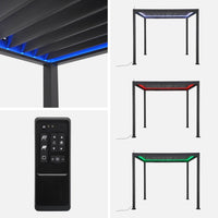 Pergola bioclimatica 3x3m elettrica in alluminio con illuminazione