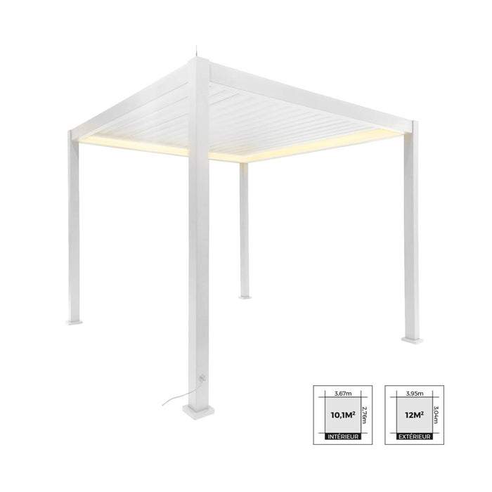 Pergola bioclimatica 3x3m elettrica in alluminio con illuminazione