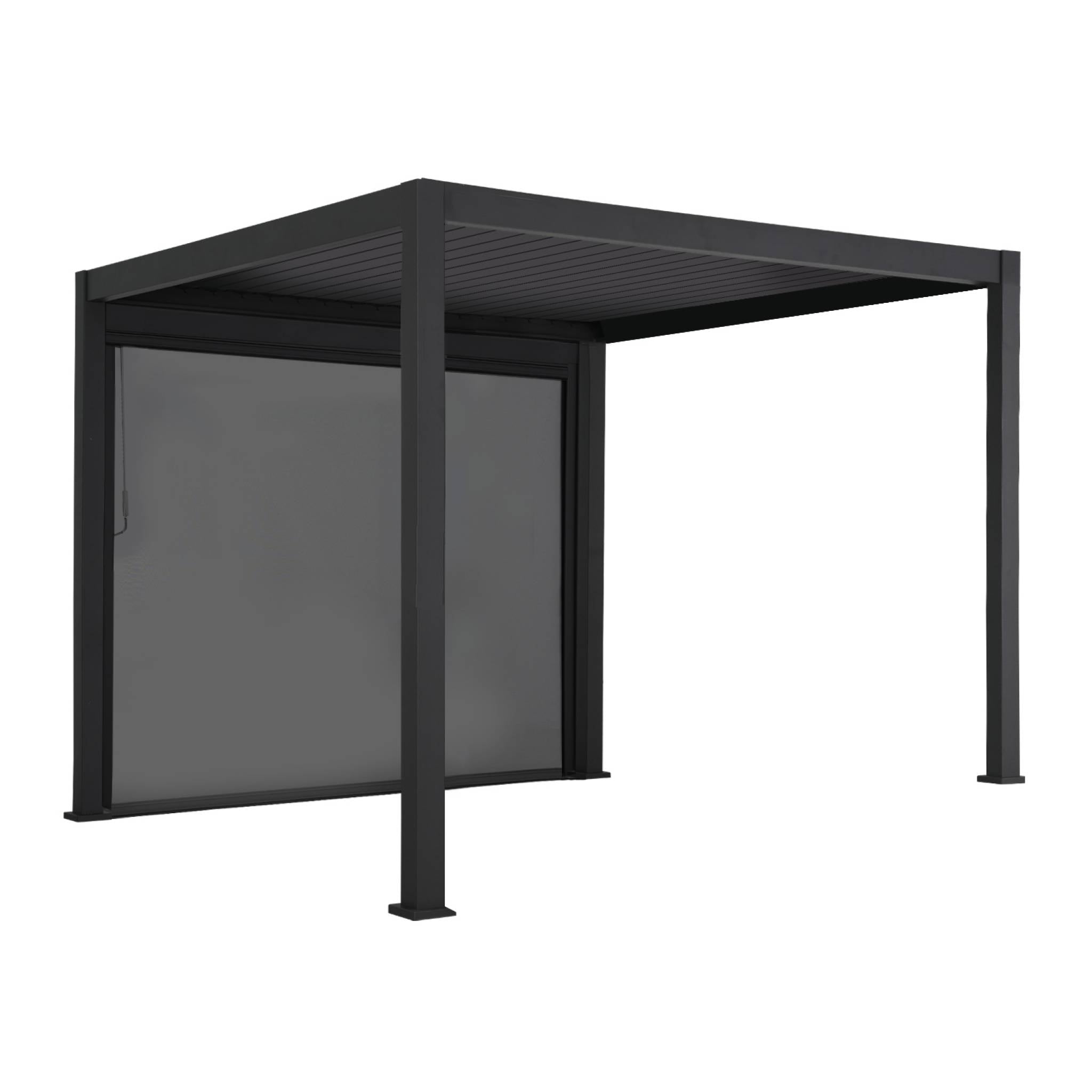 Pergola bioclimatica 3x3m in alluminio v2 + tenda 3x3m, antracite