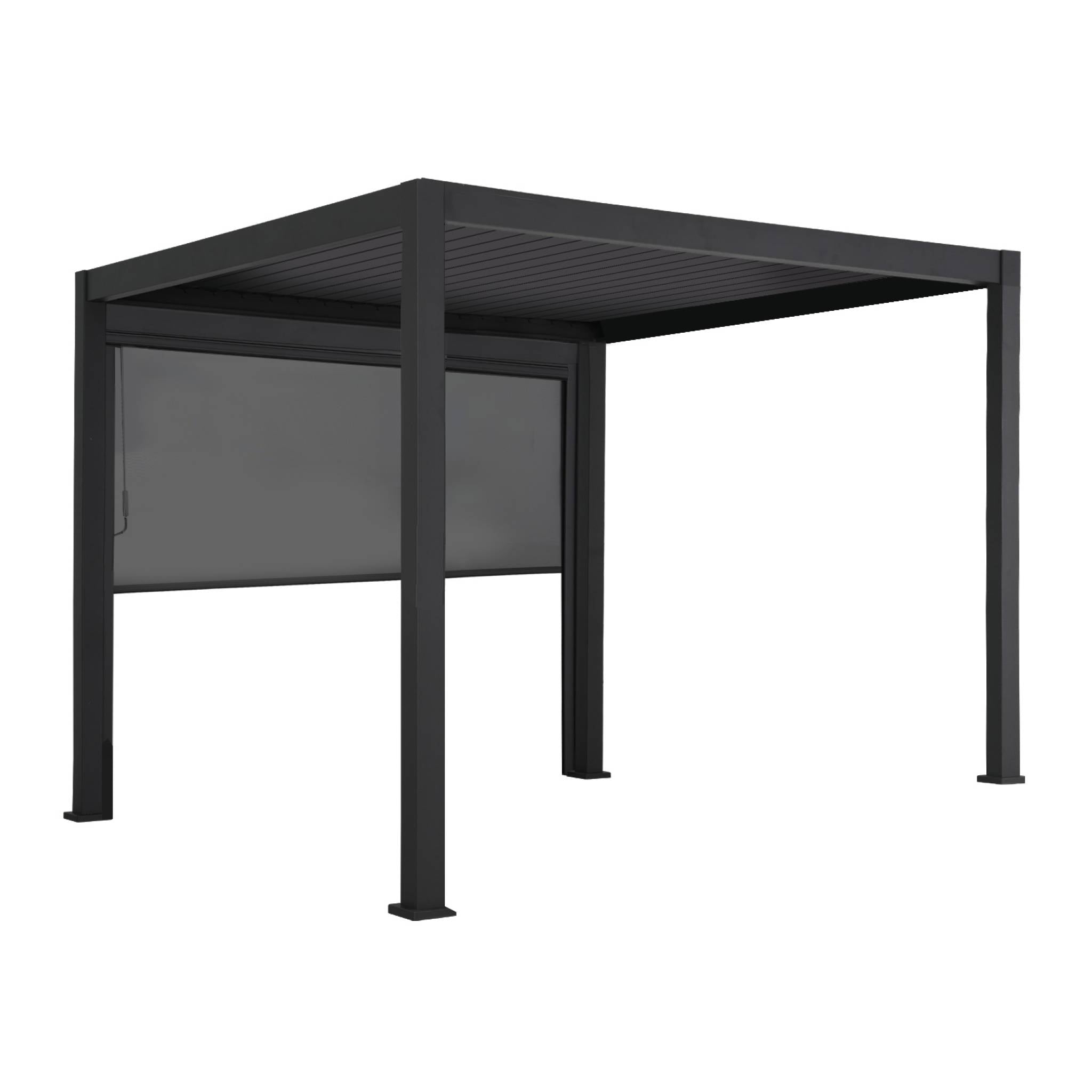 Pergola bioclimatica 3x3m in alluminio v2 + tenda 3x3m, antracite