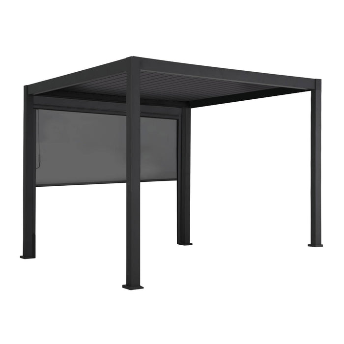 Pergola bioclimatica 3x3m in alluminio v2 + tenda 3x3m, antracite