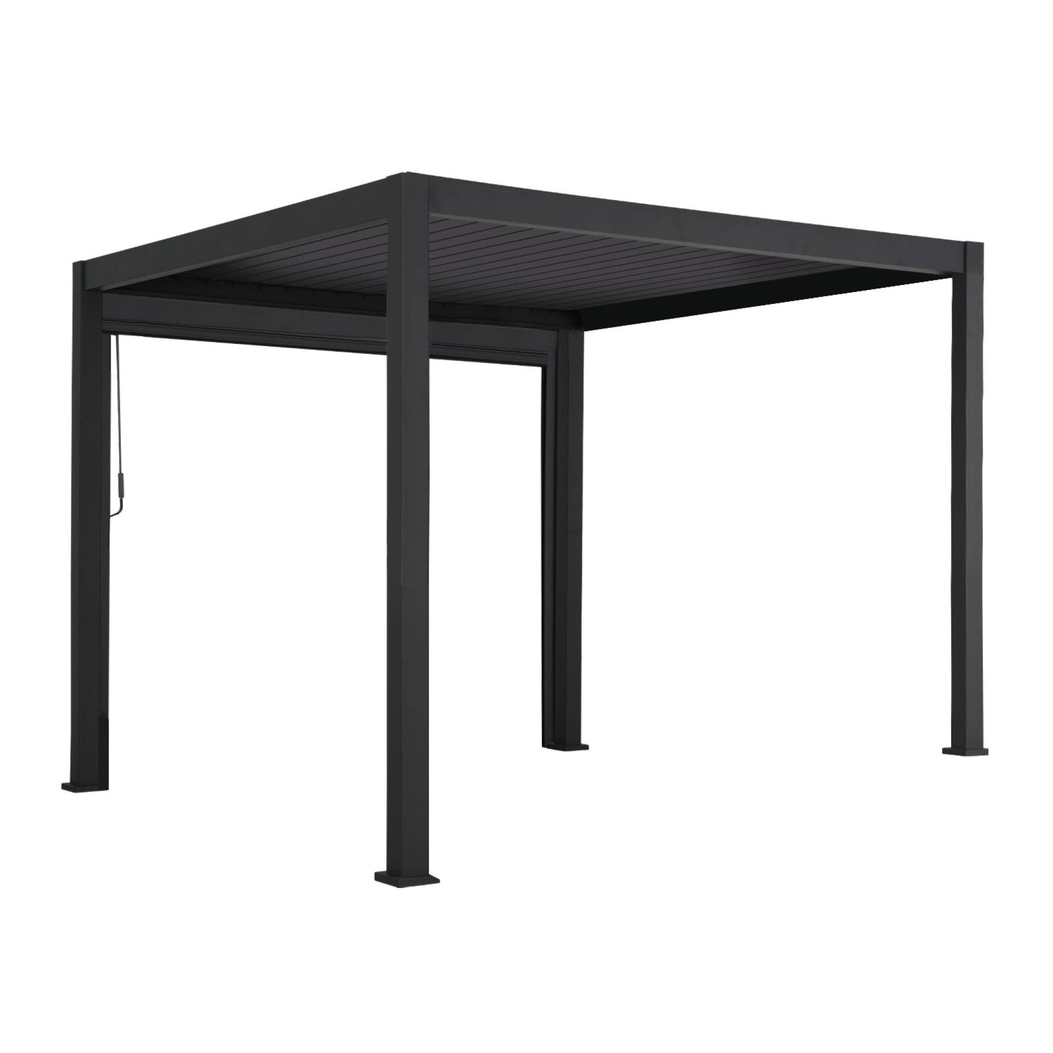 Pergola bioclimatica 3x3m in alluminio v2 + tenda 3x3m, antracite