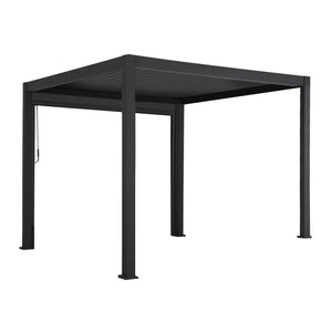 Pergola bioclimatica 3x3m in alluminio v2 + tenda 3x3m, antracite