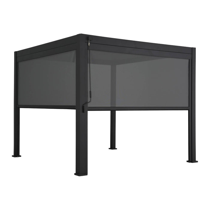 Pergola bioclimatica 3x3m in alluminio v2 + 2 tende da 3m, antracite