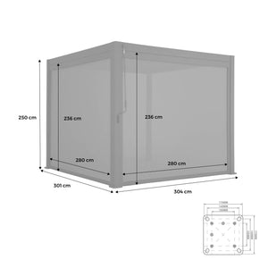 Pergola bioclimatica 3x3m in alluminio v2 + 2 tende da 3m, antracite