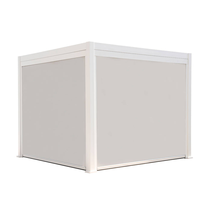 Pergola bioclimatica 3x3m in alluminio v2 + 2 tende da 3m, bianco