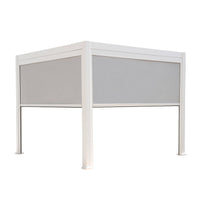 Pergola bioclimatica 3x3m in alluminio v2 + 2 tende da 3m, bianco