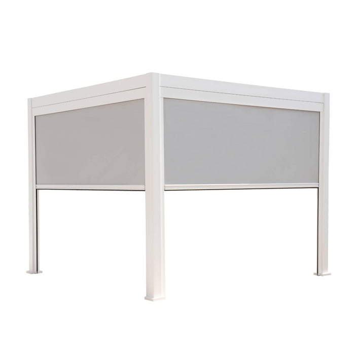 Pergola bioclimatica 3x3m in alluminio v2 + 2 tende da 3m, bianco
