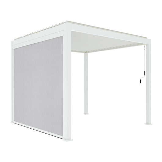 Pergola bioclimatica 3x3m in alluminio v2 + tenda 3x3m, bianco
