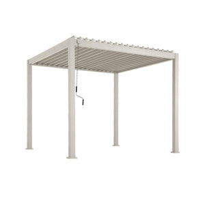 Pergola bioclimatica 3x3m in alluminio con lamelle orientabili, beige