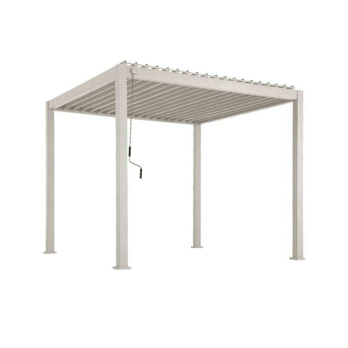 Pergola bioclimatica 3x3m in alluminio con lamelle orientabili, beige