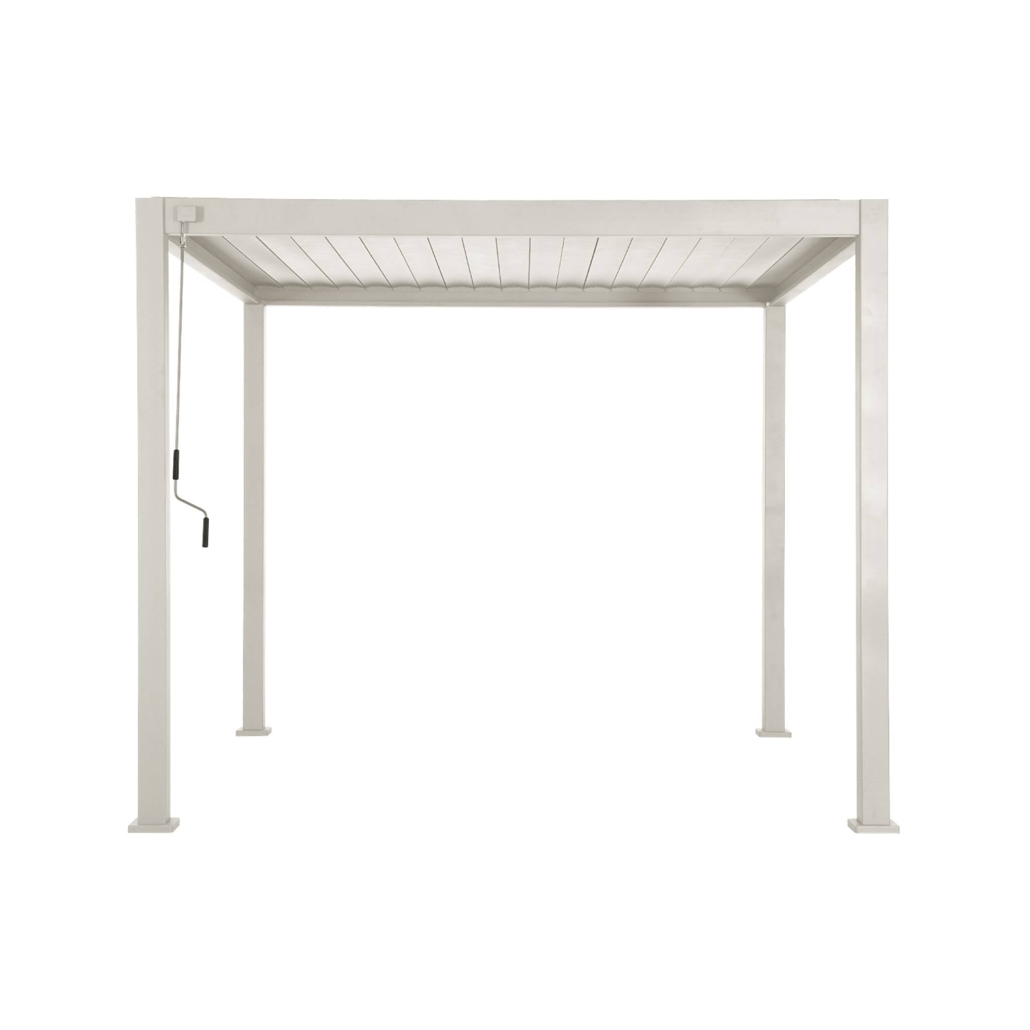 Pergola bioclimatica 3x3m in alluminio con lamelle orientabili, beige