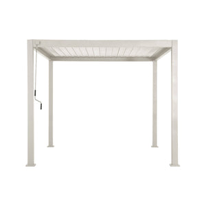 Pergola bioclimatica 3x3m in alluminio con lamelle orientabili, beige