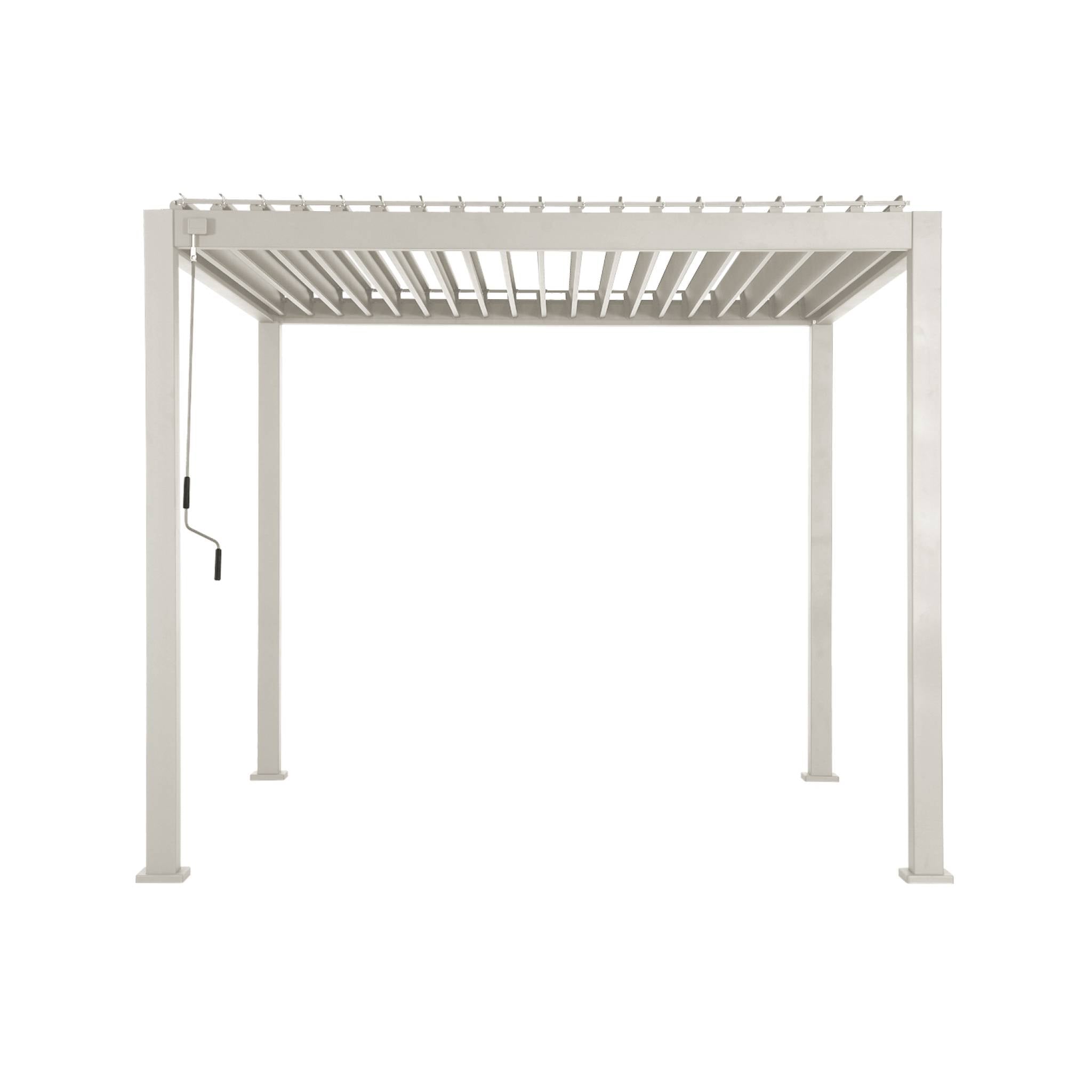 Pergola bioclimatica 3x3m in alluminio con lamelle orientabili, beige