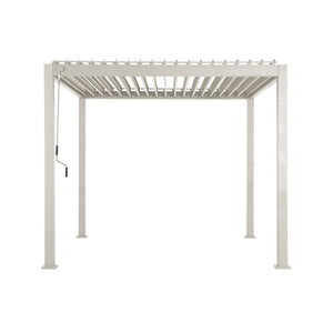 Pergola bioclimatica 3x3m in alluminio con lamelle orientabili, beige