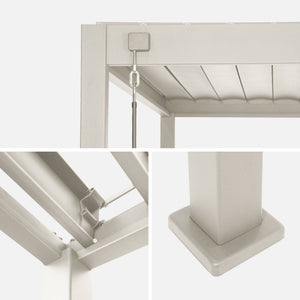 Pergola bioclimatica 3x3m in alluminio con lamelle orientabili, beige