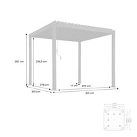 Pergola bioclimatica 3x3m in alluminio con lamelle orientabili, beige