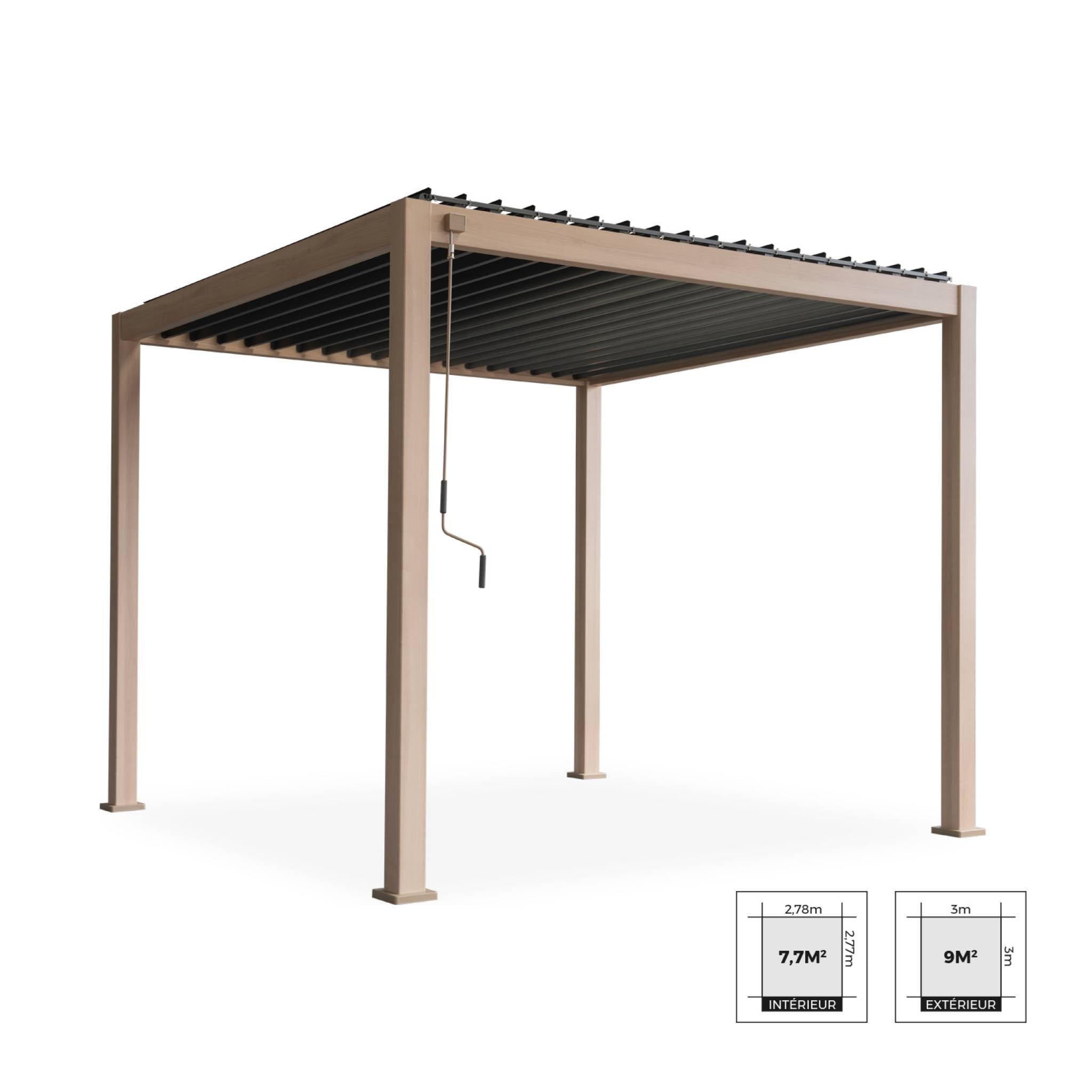 Pergola bioclimatica in alluminio con lamelle orientabili 3x3m v2