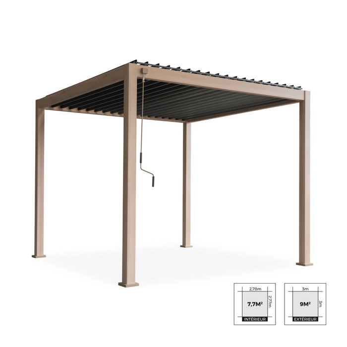 Pergola bioclimatica in alluminio con lamelle orientabili 3x3m v2