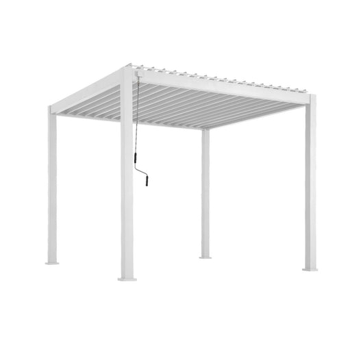 Pergola bioclimatica 3x3m in alluminio con lamelle orientabili, bianco