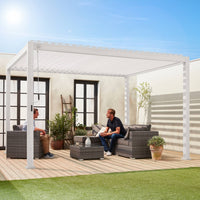 Pergola bioclimatica 3x4m in alluminio a lamelle orientabili, bianco