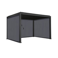 Pergola bioclimatica 3x4m in alluminio + 2 tende da 3m + 1 tenda da 4m