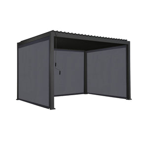 Pergola bioclimatica 3x4m in alluminio + 2 tende da 3m + 1 tenda da 4m