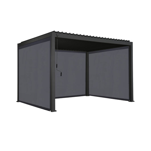 Pergola bioclimatica 3x4m in alluminio + 2 tende da 3m + 1 tenda da 4m