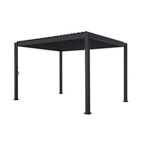 Pergola bioclimatica 3x4m in alluminio + 2 tende da 3m + 1 tenda da 4m