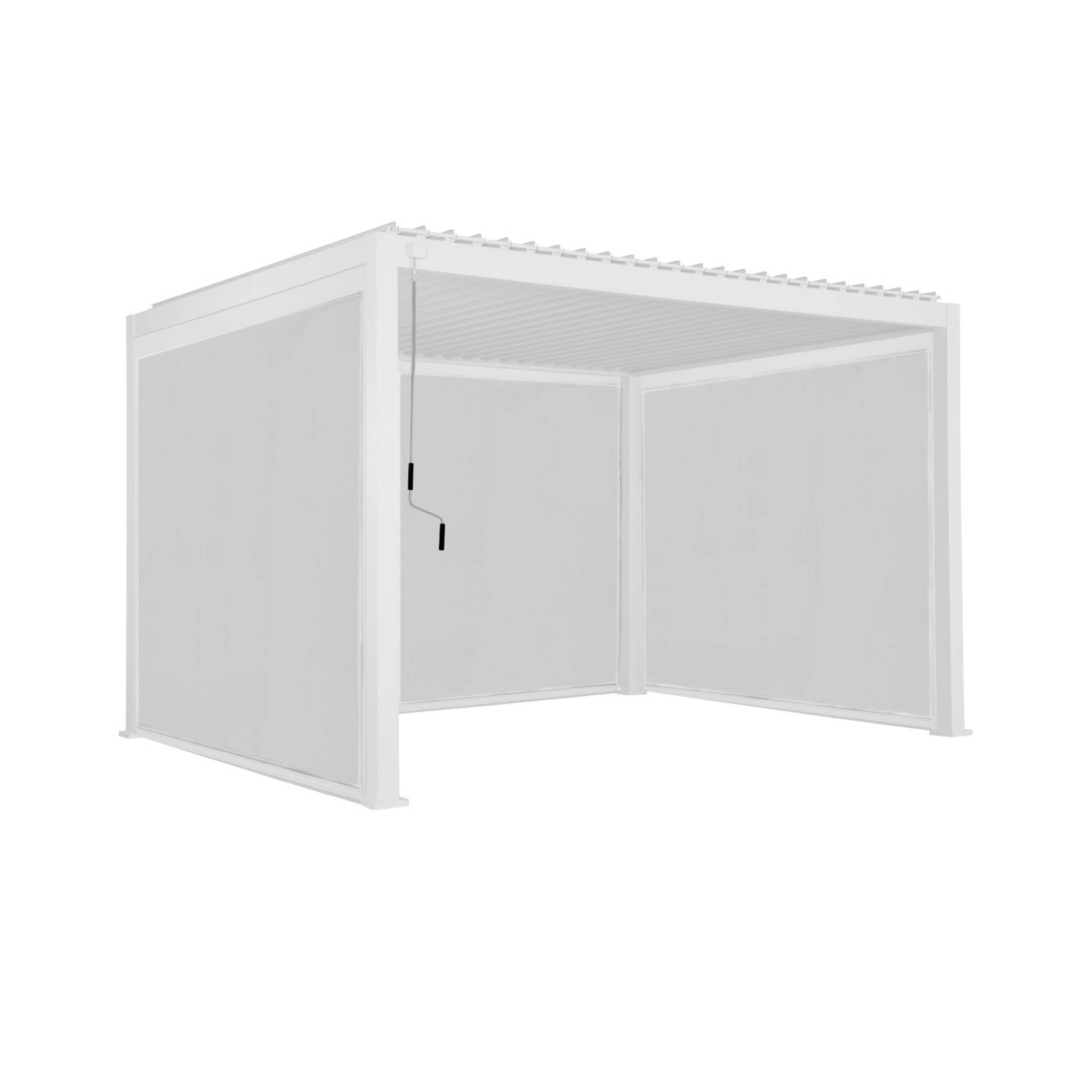 Pergola bioclimatica 3x4m in alluminio + 2 tende da 3m + 1 tenda da 4m