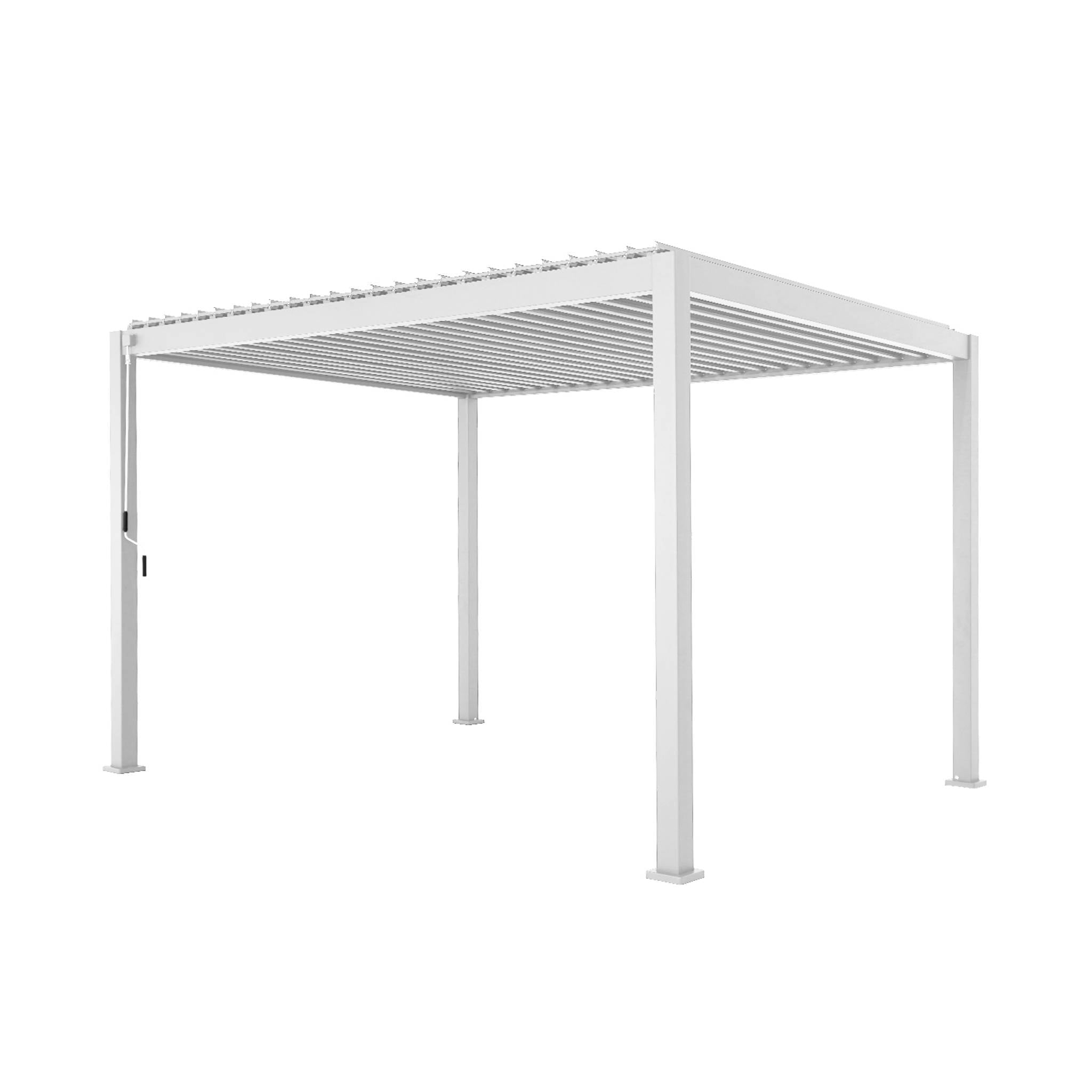 Pergola bioclimatica 3x4m in alluminio + 2 tende da 3m + 1 tenda da 4m