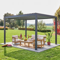 Pergola bioclimatica 3x4m in alluminio, lamelle orientabili, antracite