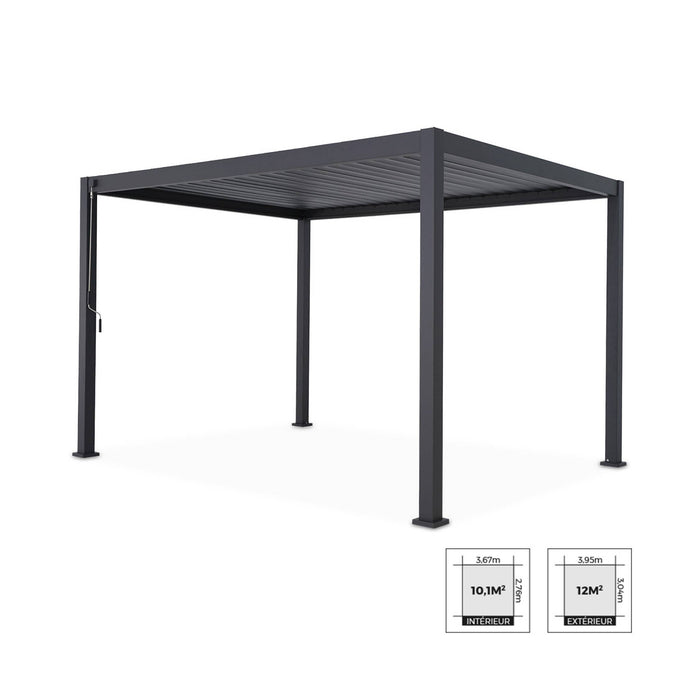 Pergola bioclimatica 3x4m in alluminio a lamelle orientabili,