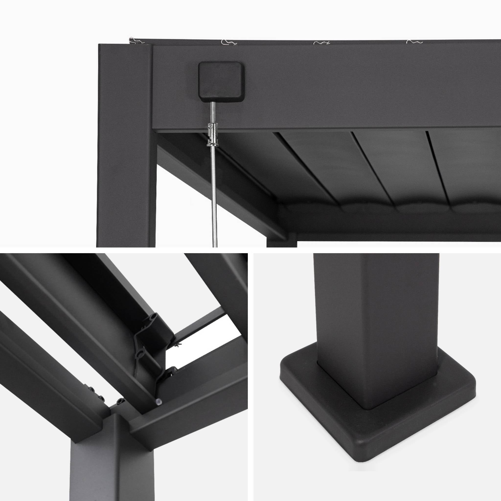 Pergola bioclimatica 3x4m in alluminio, lamelle orientabili, antracite