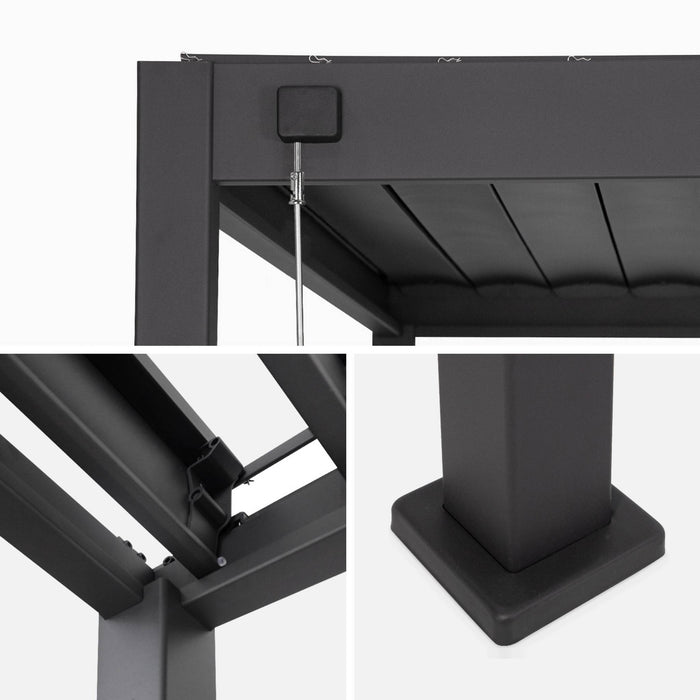 Pergola bioclimatica 3x4m in alluminio, lamelle orientabili, antracite