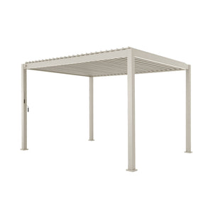 Pergola bioclimatica 3x4m in alluminio a lamelle orientabili, beige
