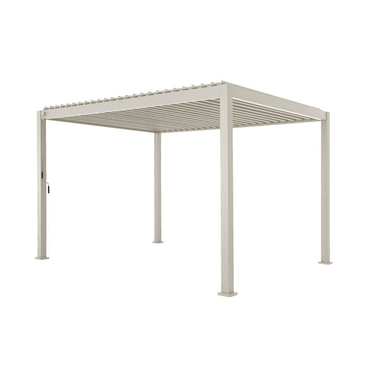 Pergola bioclimatica 3x4m in alluminio a lamelle orientabili, beige