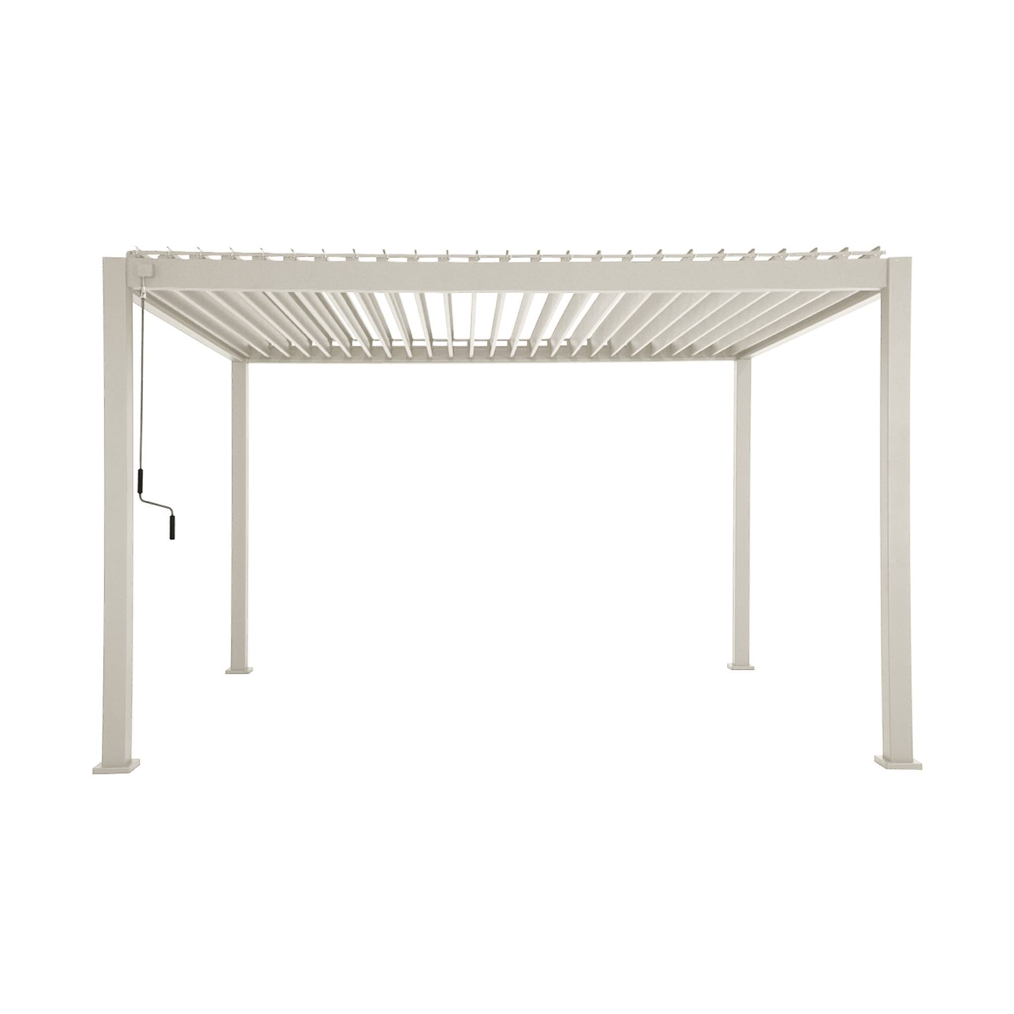 Pergola bioclimatica 3x4m in alluminio a lamelle orientabili, beige