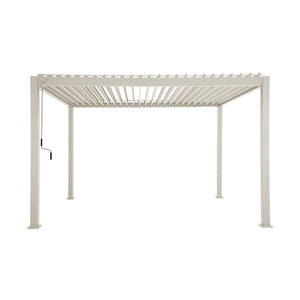 Pergola bioclimatica 3x4m in alluminio a lamelle orientabili, beige