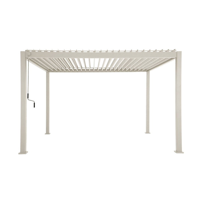 Pergola bioclimatica 3x4m in alluminio a lamelle orientabili, beige