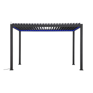 Pergola 3x4m elettrica in alluminio con illuminazione a led, antracite
