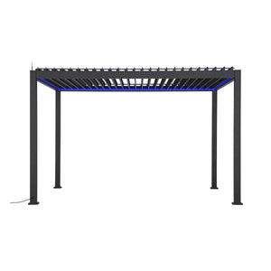 Pergola 3x4m elettrica in alluminio led + tende 4m, antracite
