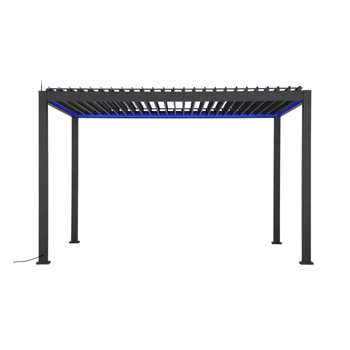 Pergola 3x4m elettrica in alluminio led + tende 4m, antracite