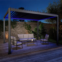 Pergola 3x4m elettrica in alluminio con illuminazione a led, antracite