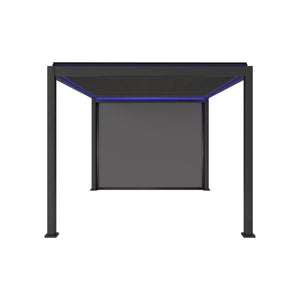 Pergola bioclimatica motorizzata in alluminio 3x4m led + 1 tenda 3m