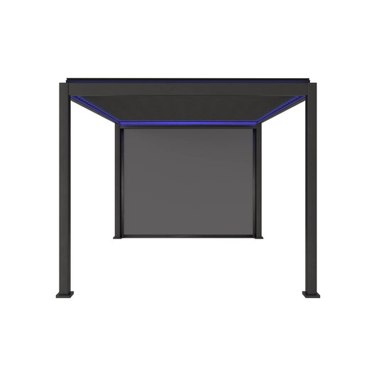 Pergola bioclimatica motorizzata in alluminio 3x4m led + 1 tenda 3m