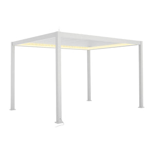 Pergola 3x4m elettrica in alluminio con illuminazione a led, bianco